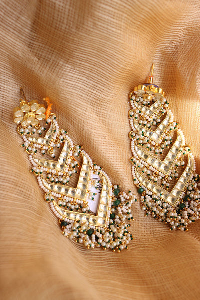 Kundan Multi Step Long Earrings – zahana