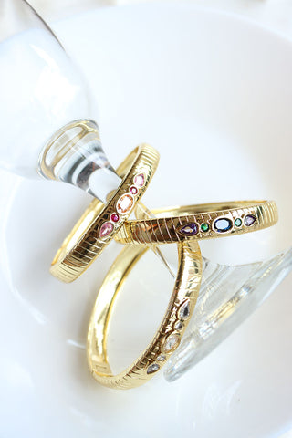 Gold Stones Bangle Bracelet