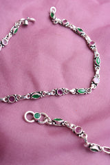 92.5 Silver Ruby Green Anklets