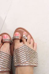 92.5 Silver Dot Stone Clasp Toe Rings