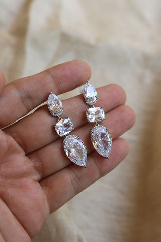 White Diamond Drop Earrings