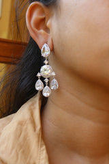 AD White Sparkle Chandelier Earrings