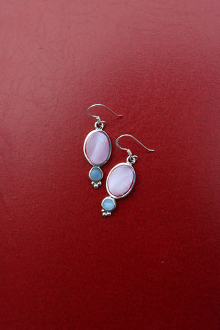 92.5 Silver Pink Oval Drops