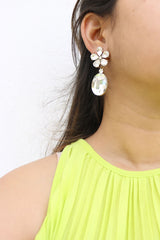 Stone Flower Drop Earrings