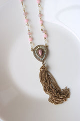 Long Pink Tassel Chain