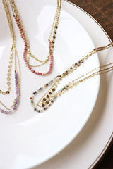 3 Line Small Circles Bead Dainty Necklace