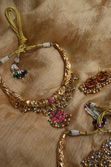 Antique Jadau Lotus Hasli Set