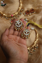 Antique Jadau Lotus Hasli Set