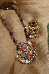 Multi Maala Jadau Pendant Set