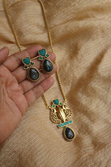 Antique Turquoise Heart Pendant Set