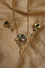 Antique Turquoise Flower Pendant Set
