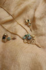Antique Turquoise Flower Pendant Set