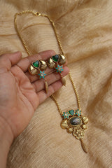 Antique Turquoise Flower Pendant Set