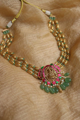 Jadau Lakshmi Kamal Close Neck Set