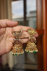 Peacock Ruby Green Jhumkas