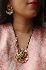 Multi Maala Jadau Pendant Set