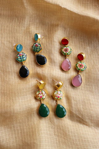 Hexa Hand Painted Drop Earrings