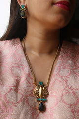 Antique Turquoise Heart Pendant Set