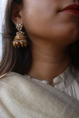 Kundan Flower Temple Jhumkas