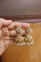 Kundan Flower Temple Jhumkas