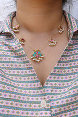 Jadau Lotus cord Necklace