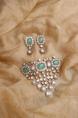 Mint Polki Drop Lines Choker Set
