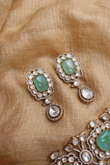Mint Polki Drop Lines Choker Set