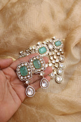 Mint Polki Drop Lines Choker Set