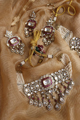 Vintage Polki Rani Choker set with Teeka