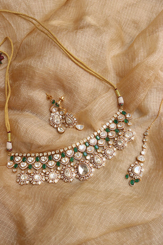 Real Moissanite Drops Choker Set with Teeka