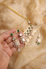 Real Moissanite Drops Choker Set with Teeka