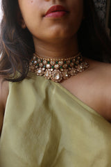Real Moissanite Drops Choker Set with Teeka