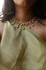 Real Moissanite Leaves Necklace Set