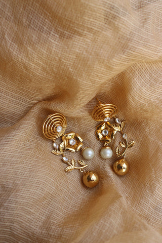 Pearl Flower Dangler Earrings