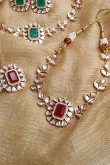 Kundan Rectangle Leaves Choker Set