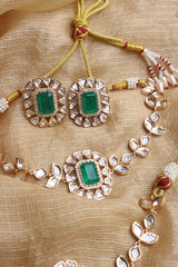 Kundan Rectangle Leaves Choker Set