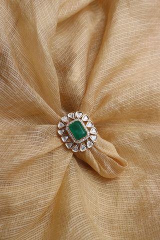 Kundan Emerald Statement Ring