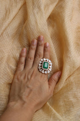 Kundan Emerald Statement Ring