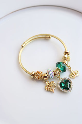 Emerald Heart Charm Bracelet