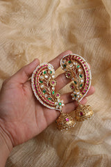 Statement Kundan Leaf Cuff Jhumkas