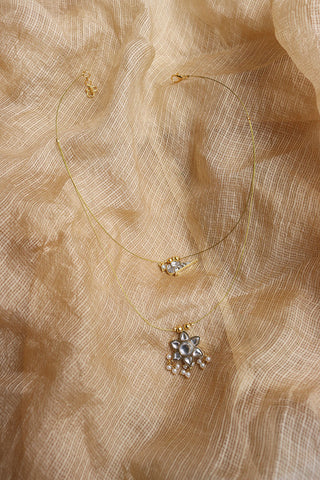 White Kundan Bird Layer Cord Necklace