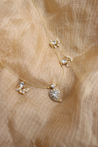 White Kundan Kairi Cord Necklace