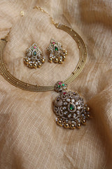 Kundan Peacock Hasli style Tilak Set