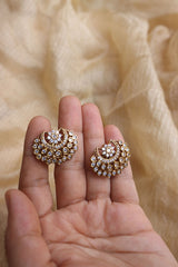 AD Chaand Flower Dull Gold Studs