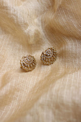 AD Chaand Flower Dull Gold Studs