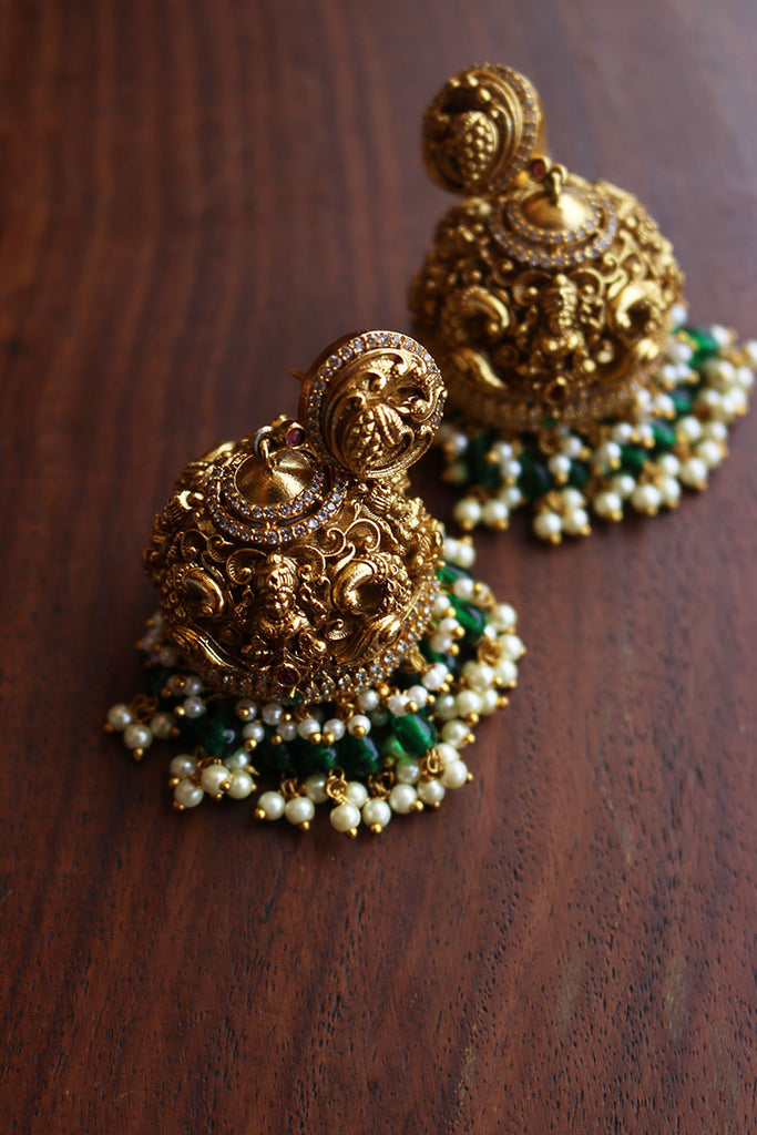 Lakshmi pearl jhumkas - Indian Jewellery Designs