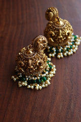 Intricate Statement Lakshmi Temple Jhumkas