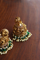 Intricate Statement Lakshmi Temple Jhumkas