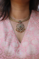 Kundan Peacock Hasli style Tilak Set