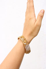 AD 5 Line Lakshmi Flower Bangle